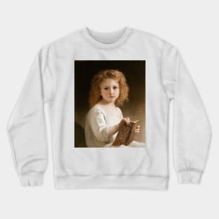 The Story Book by William-Adolphe Bouguereau Crewneck Sweatshirt